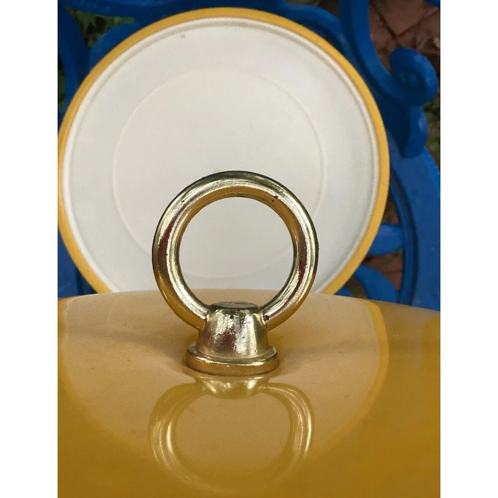 Yellow Patent Leather Vinyl Ice Bucket 1970s Mid Century Barware Retro Round